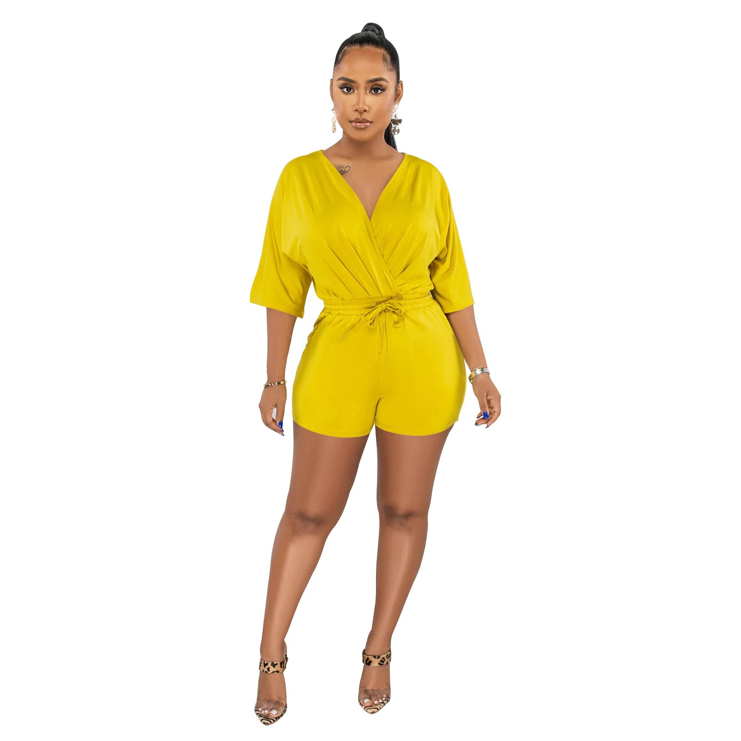 Half Sleeves Shorts Jumpsuit