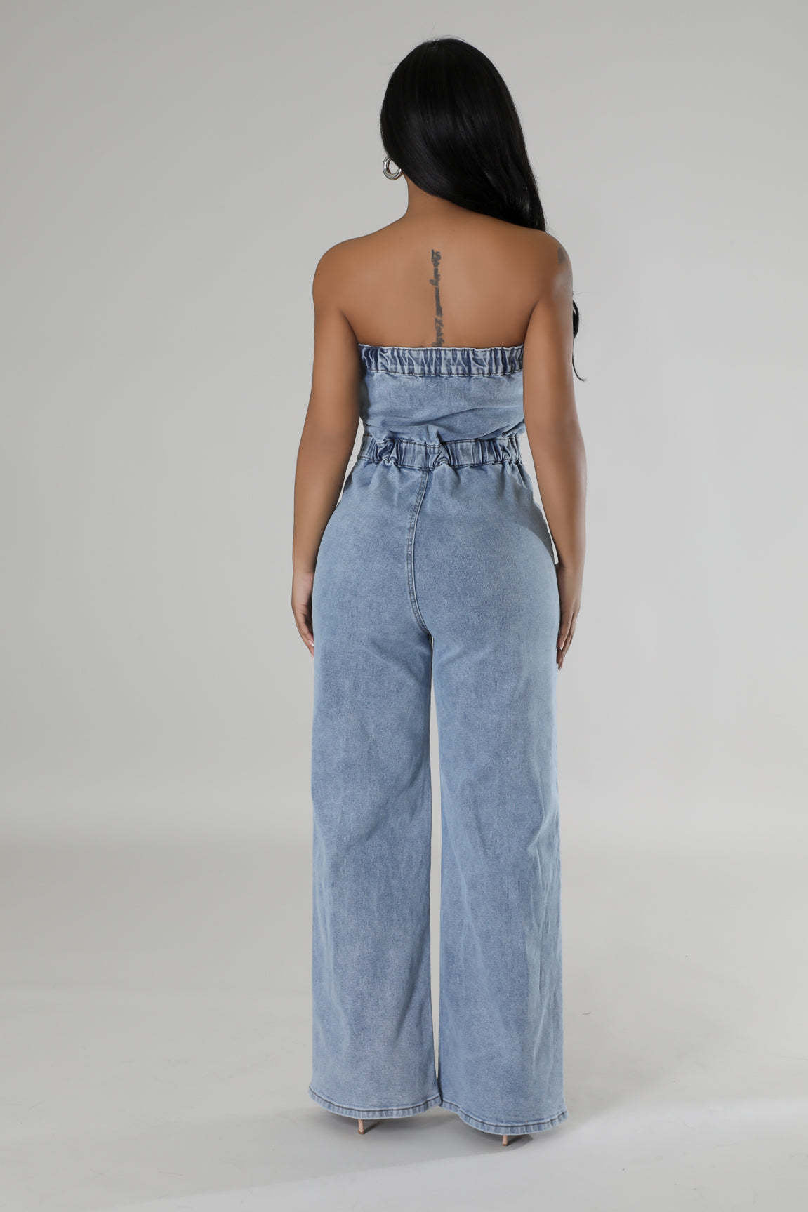 Tube Top Denim Jumpsuit