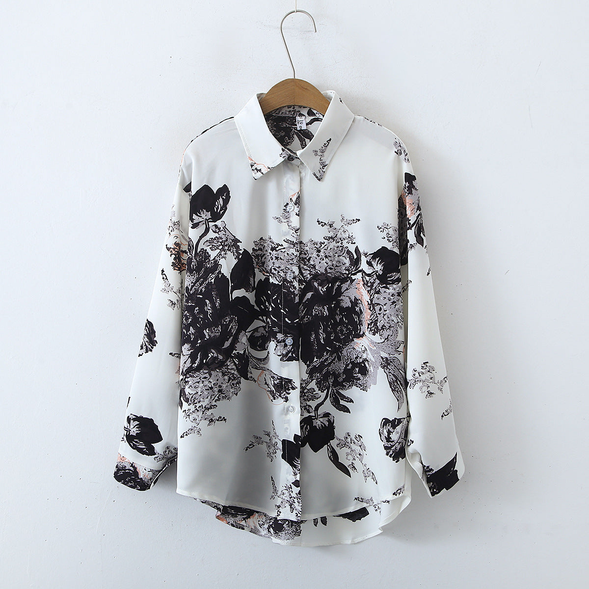 Retro Long Sleeve Satin Shirt