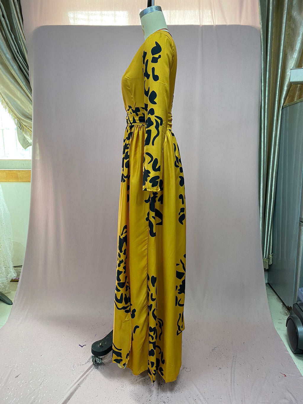 Split Leopard Print Slim Fit Sexy Deep V Plunge Dress