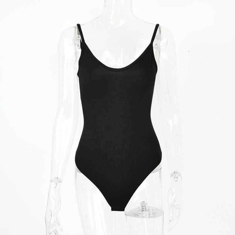 Backless V neck Strap Bodysuit