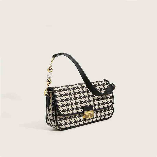 Houndstooth Print Shoulder Bag