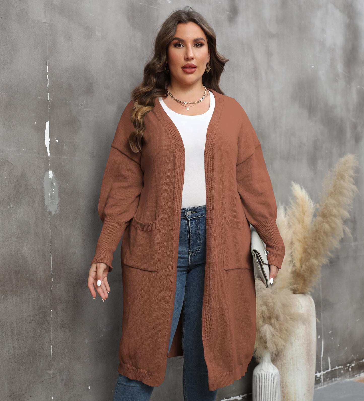 Plus Size Mid Length Woven Sweater