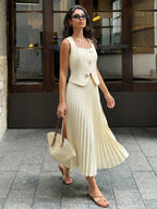 Elegant Pleated Two Piece Skirt Sets