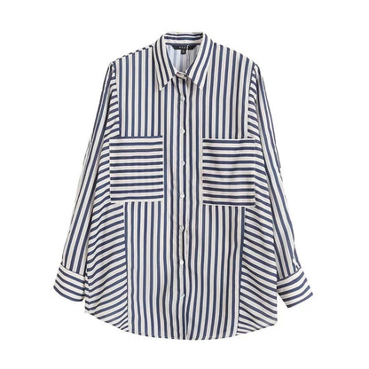 Asymmetric Striped Casual Shirt