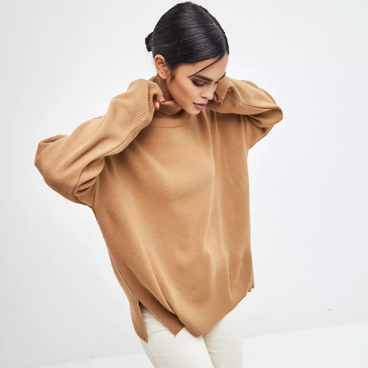 Pullover Split Turtleneck Sweater
