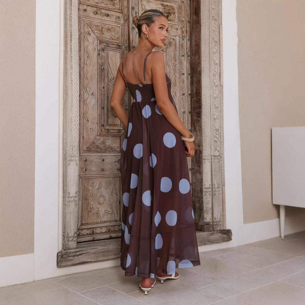 Summer Sheer Polka Dot Print Cami Dress