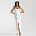 White Crumpled Split Dress
