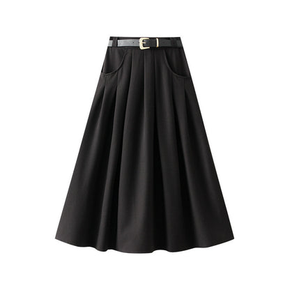 Preppy Half  Length Pleated Skirt with Belt