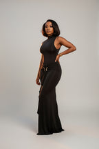 Metal Loop Tied Button Dress