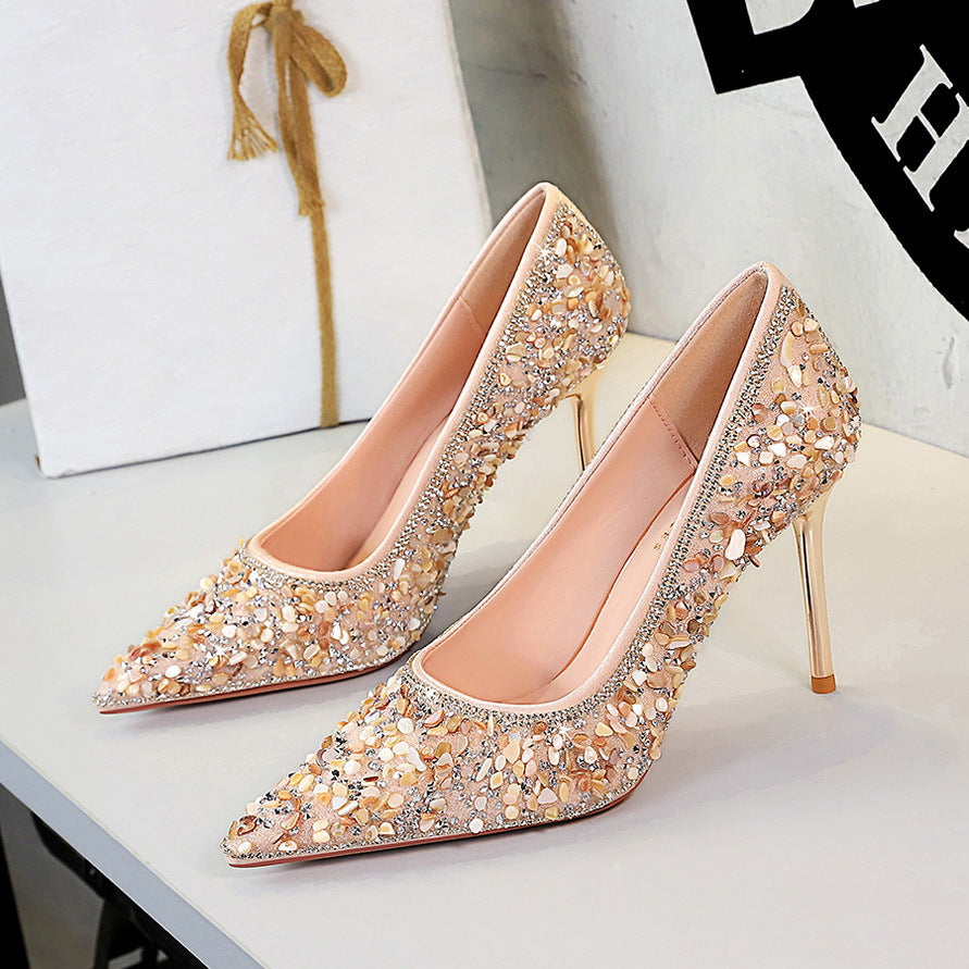 French Rhinestone Wedding Heels Shoes