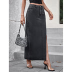 Slit Denim Skirt