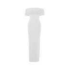 White Off Shoulder Backless Pleated Dress