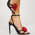 Rhinestone Floral Stiletto Heel Sandals