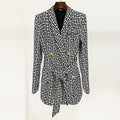 Maze Print Double Breasted Mid Length Blazer
