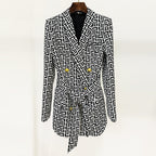 Maze Print Double Breasted Mid Length Blazer