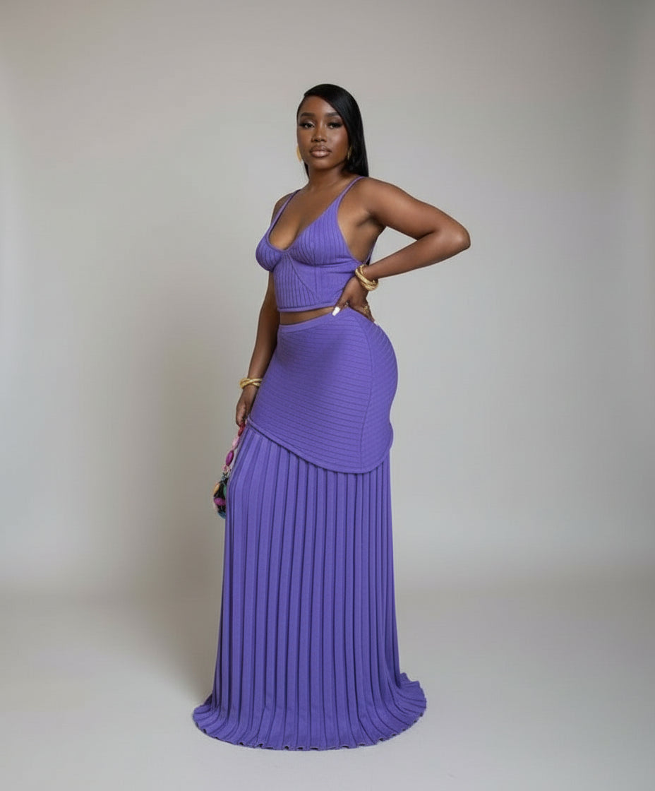 Long Knitted Top & Skirt Sets