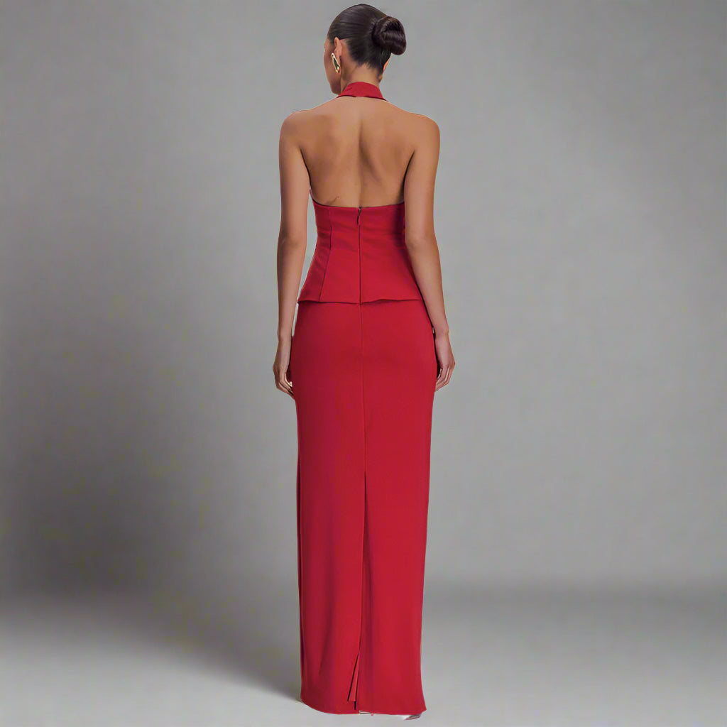 Halter Top Backless Maxi Dress