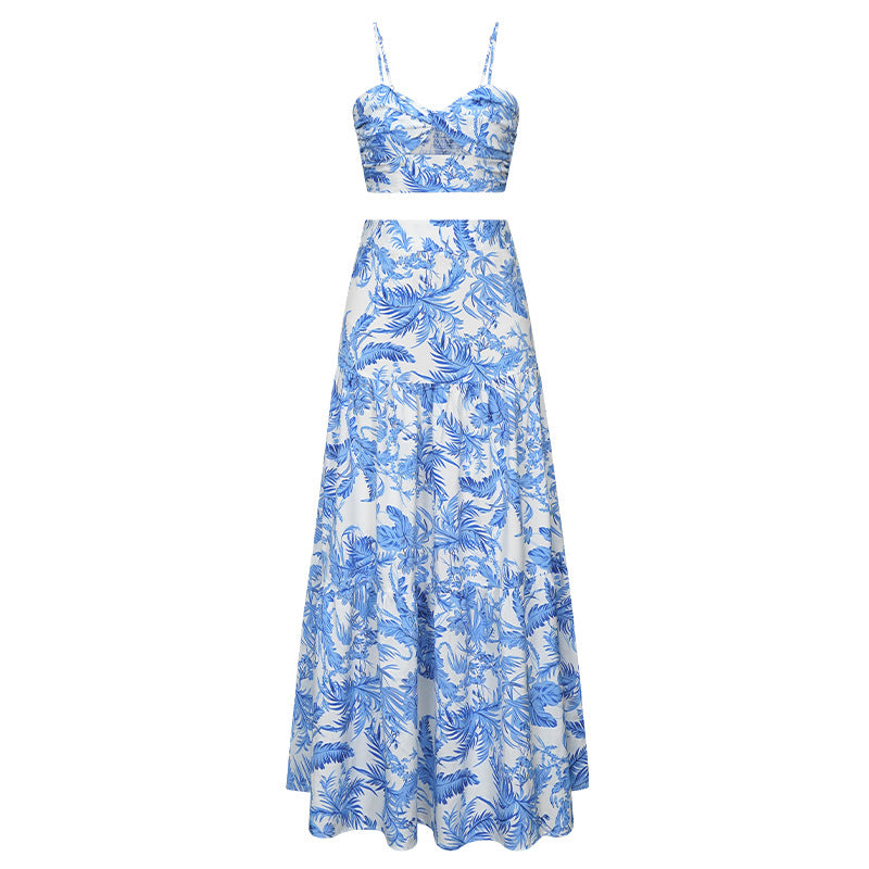 Backless Tube Top Large Swing Skirt Set