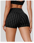 Polka Dot Cutout Crop & High-Waist Shorts Active Set