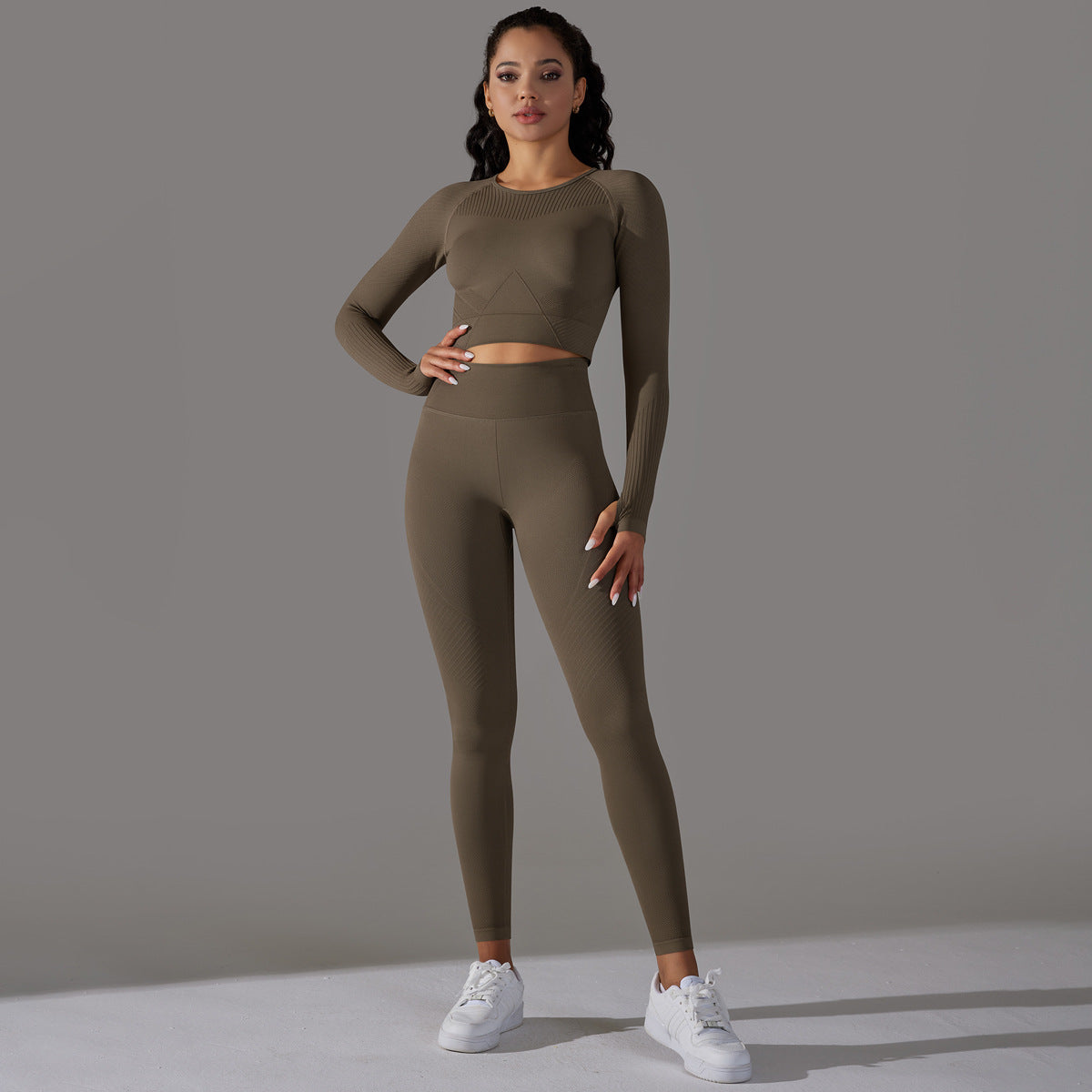 Seamless Knitted Long Sleeve Activewear Set