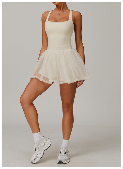 Sollinarry Faux Two Pieces Sustainable Recycled Dress Mesh Breathable Quick Drying Sports Running Anti Exposure Tennis Dress