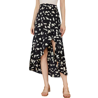 Office Printed Asymmetric Skirt - ALL HERZ FASHIONS