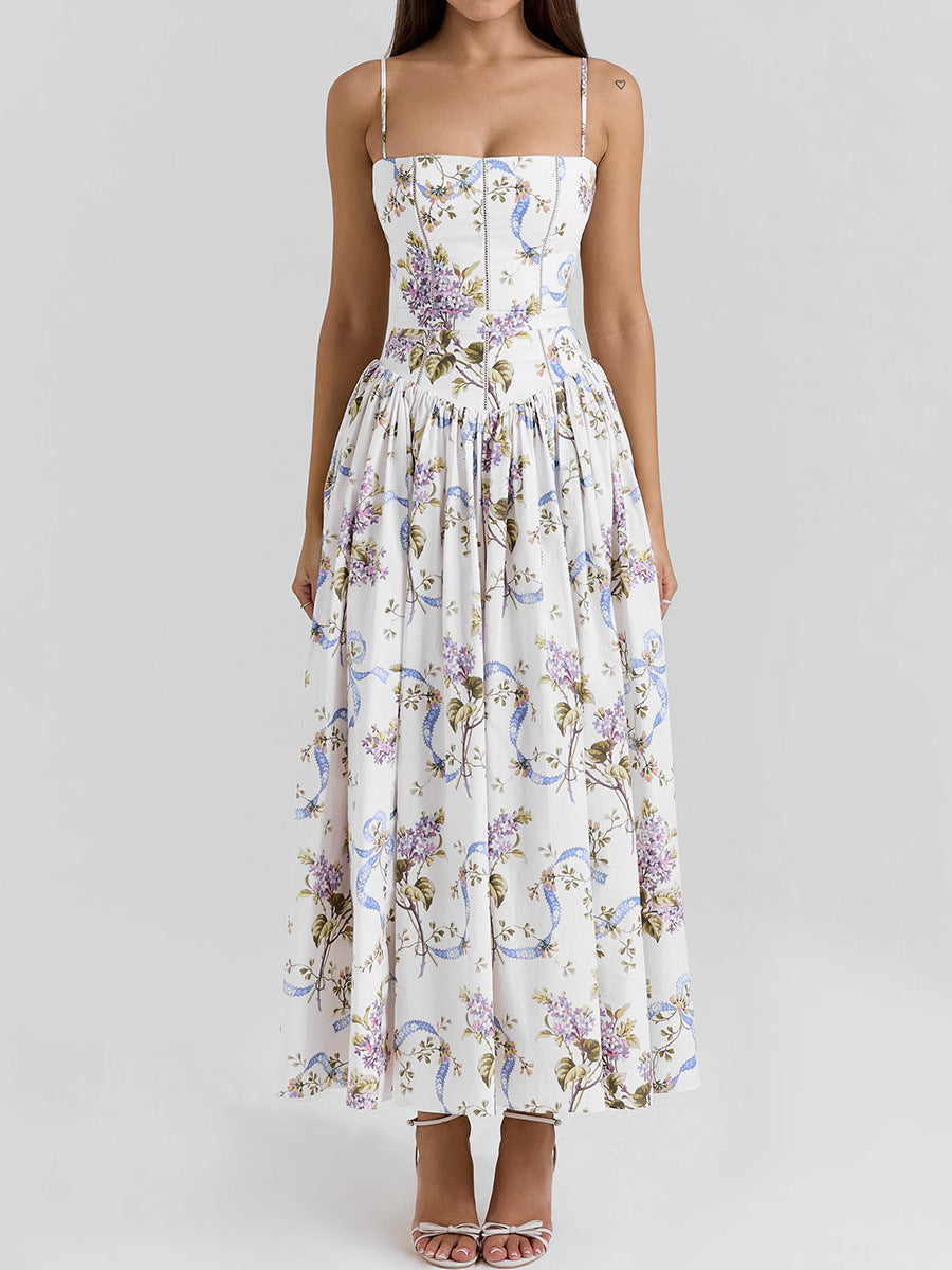 Backless Floral Maxi Dress