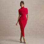 Elegant Slim Pleated Backless Sheath Dress