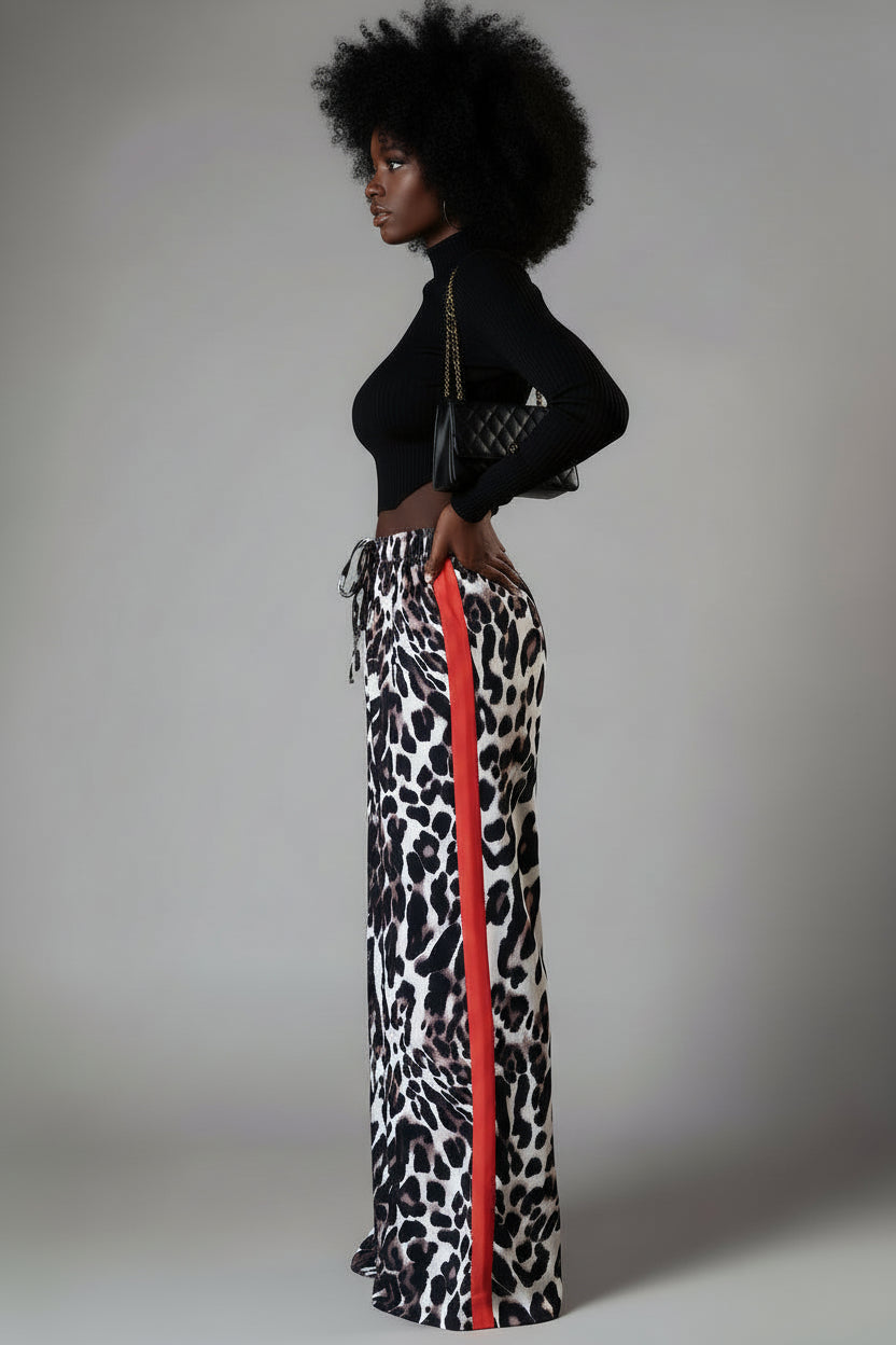 Leopard Print Wide Leg Pants