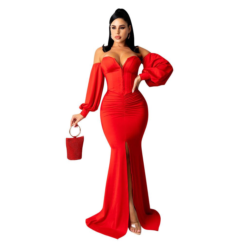 Red Elegant Corset Evening Dress