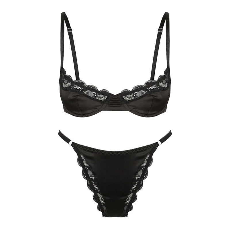 Sexy Satin Lace Bra & Panties Sets
