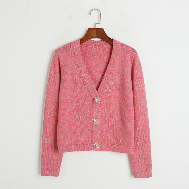 Classic Single Breasted V Neck Knitted Cardigan