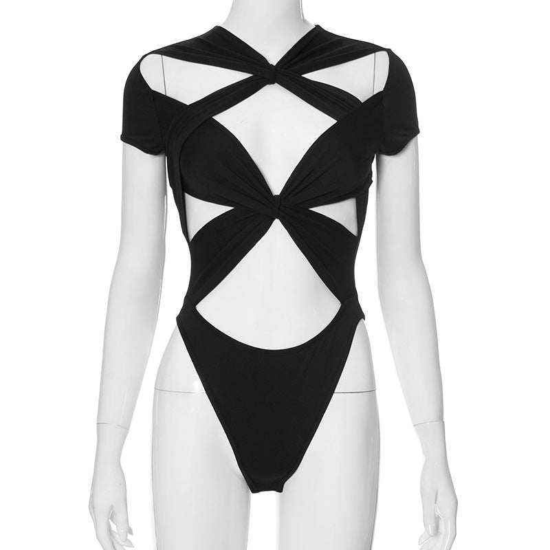 Strap Cross Cutout Bodysuit