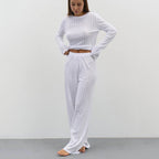 Long Sleeved Knitted Pajamas Set