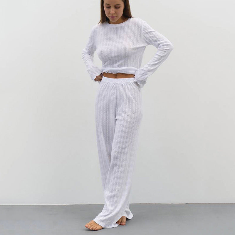 Long Sleeved Knitted Pajamas Set
