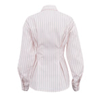 Long Sleeve Tie Cinched Striped Blouse