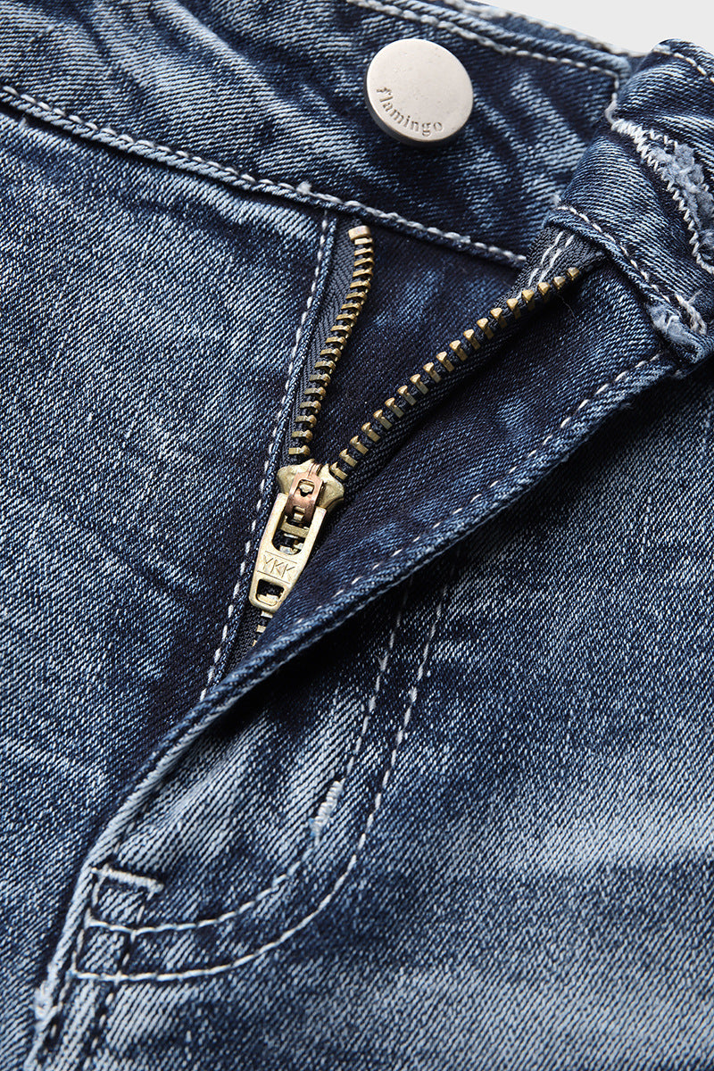 Ladies Vintage Embroidered Pocket Low Waist Jeans