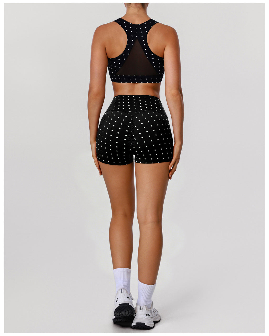 Retro Simple Polka Dot Vest Yoga Abdominal Shaping High Waist Outdoor Cycling Shorts Fitness Two Piece Sets