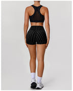Polka Dot Cutout Crop & High-Waist Shorts Active Set