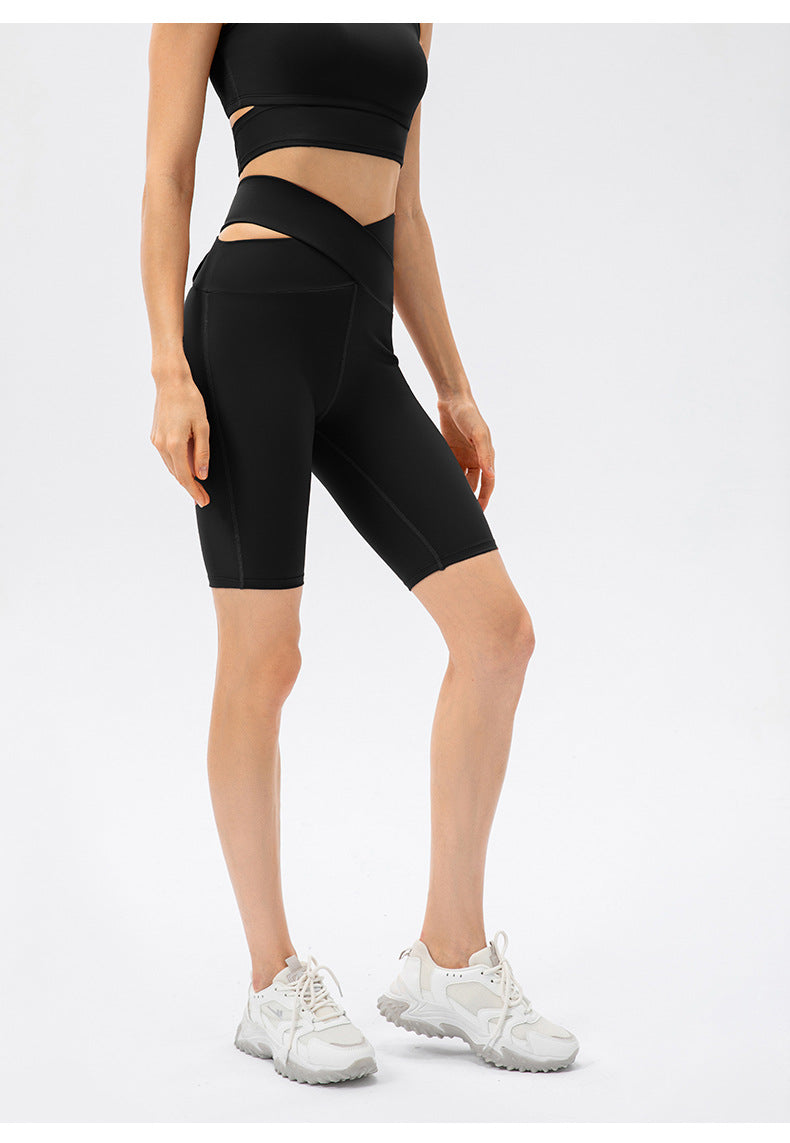 Cross Waist Yoga Shorts