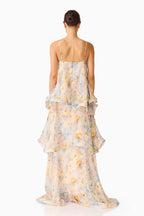 Sweet Printed Multi Layer Cake Strap Dress