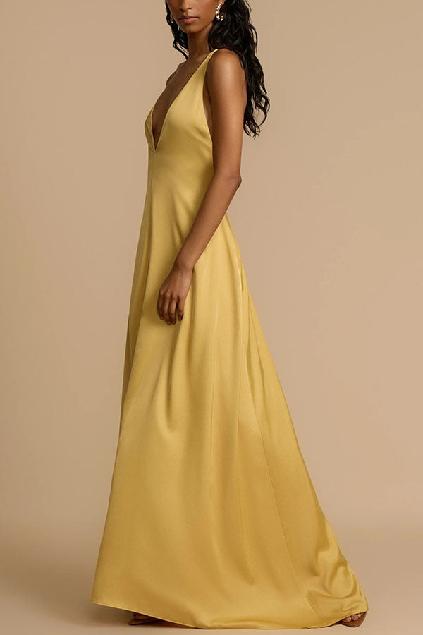 Backless Satin Maxi Dress