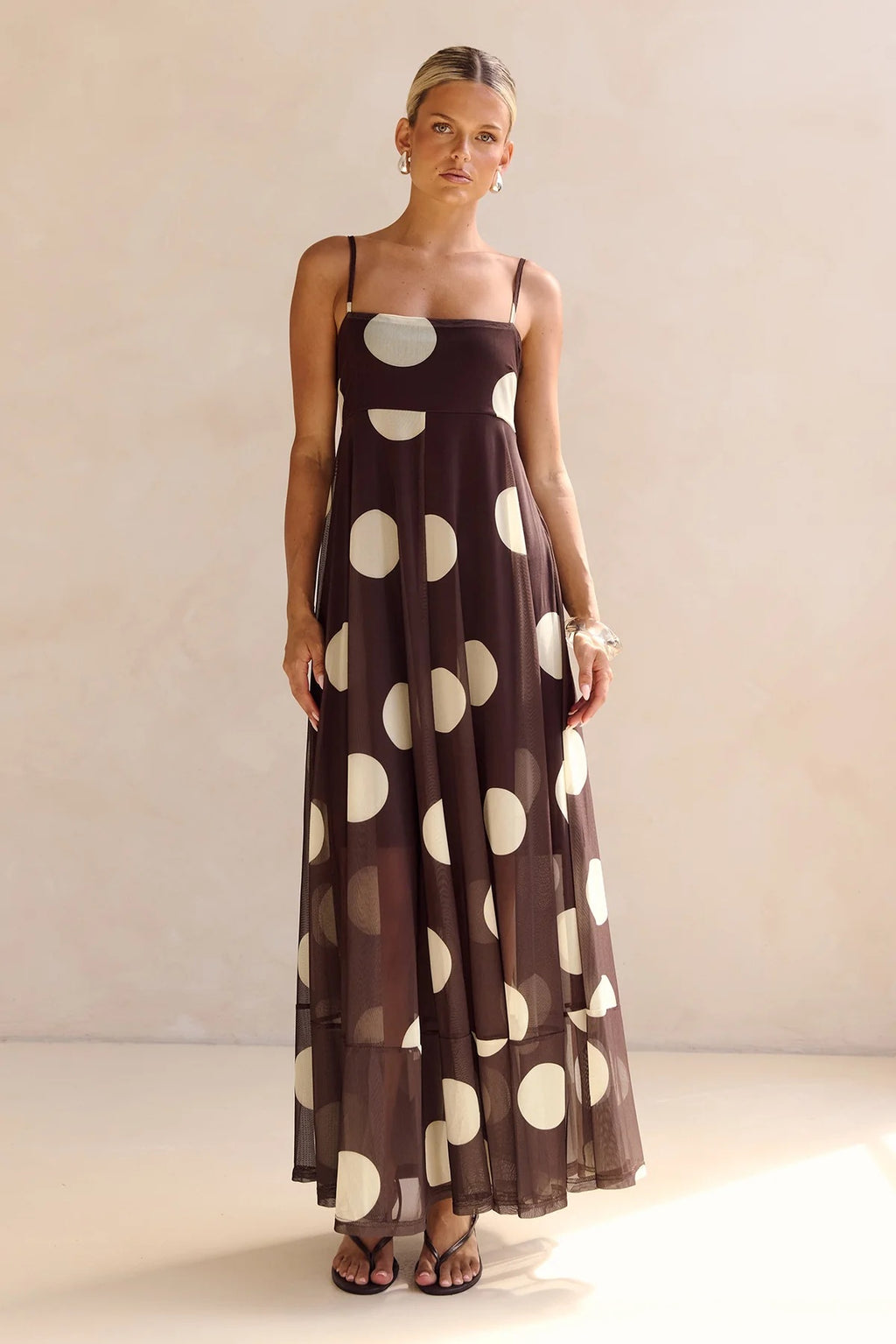 Summer Sheer Polka Dot Print Cami Dress
