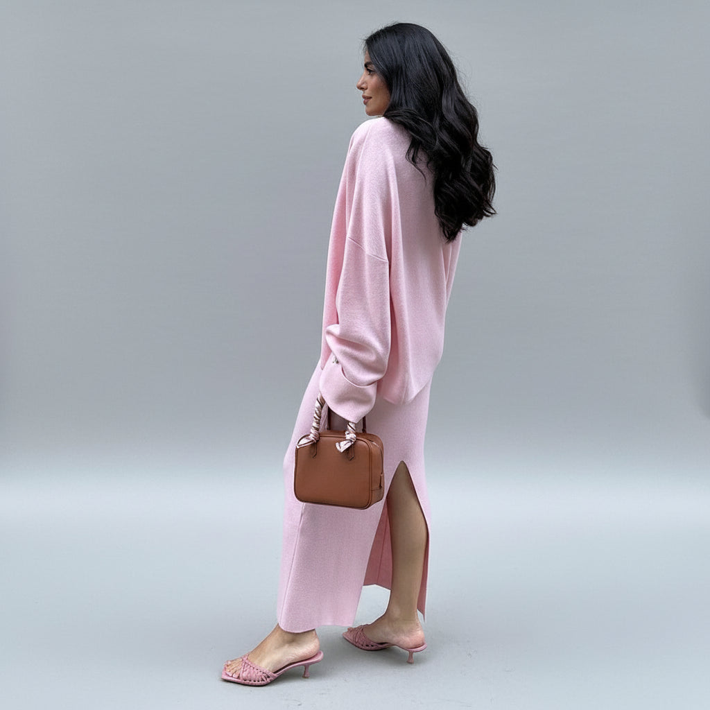 Long Knitted Cardigan Skirt Set