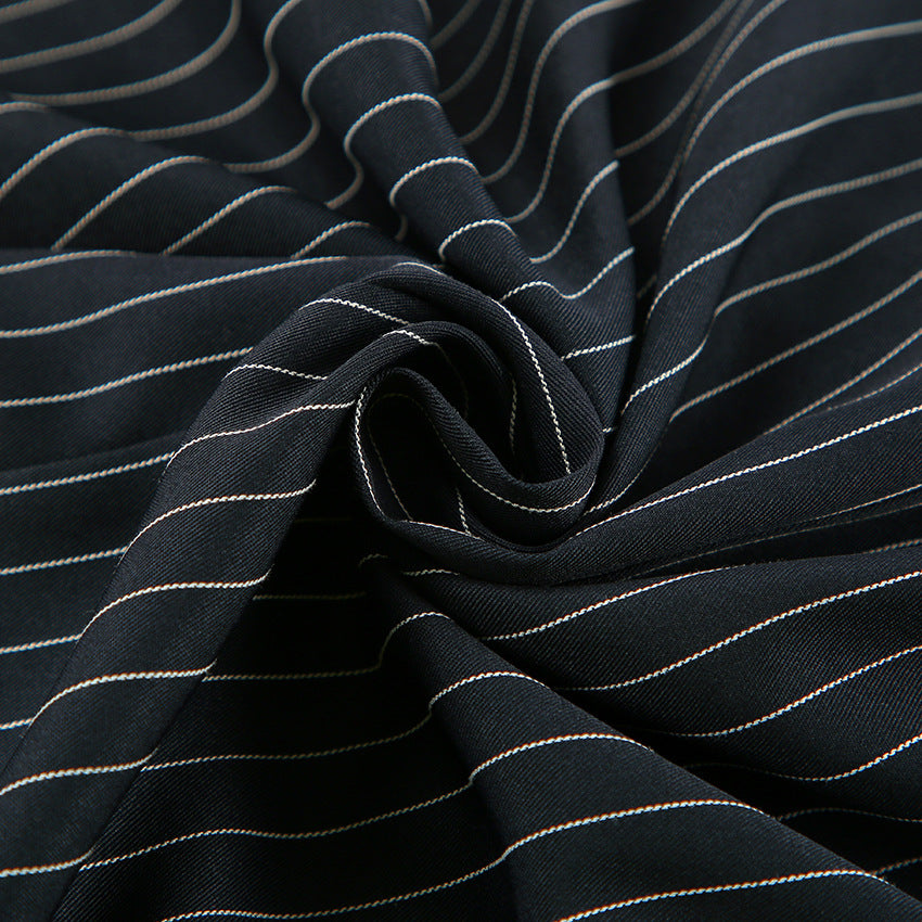 Striped Slit Straight Office Skirt