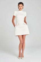 Elegant Slim Beaded Classic White Dress