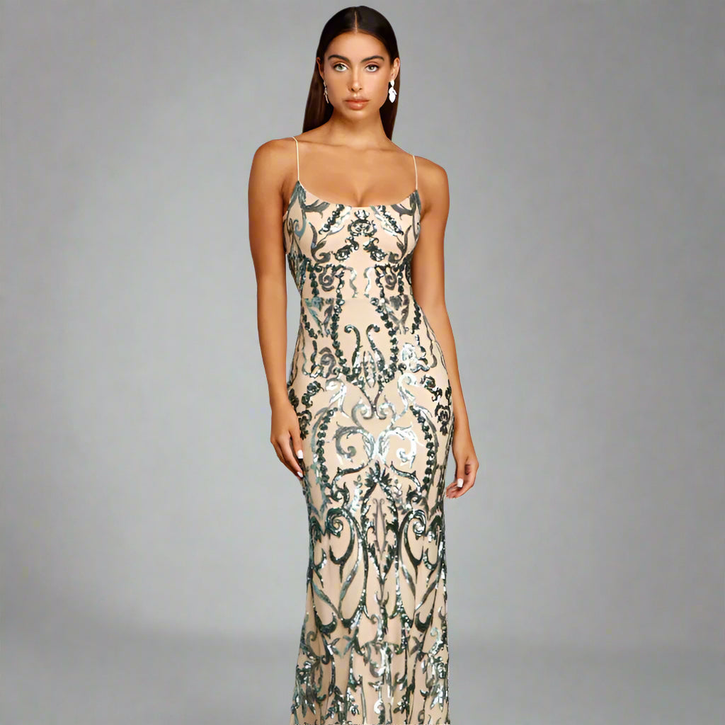 Sequined Paisley Party Dress