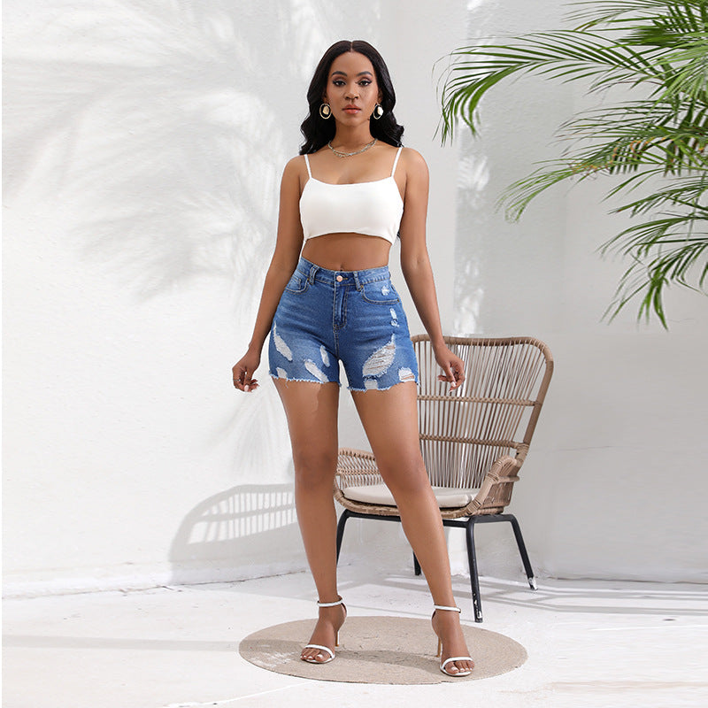 Jeans Sexy Sexy High Waist Tight Hip Ripped Denim Shorts for Women