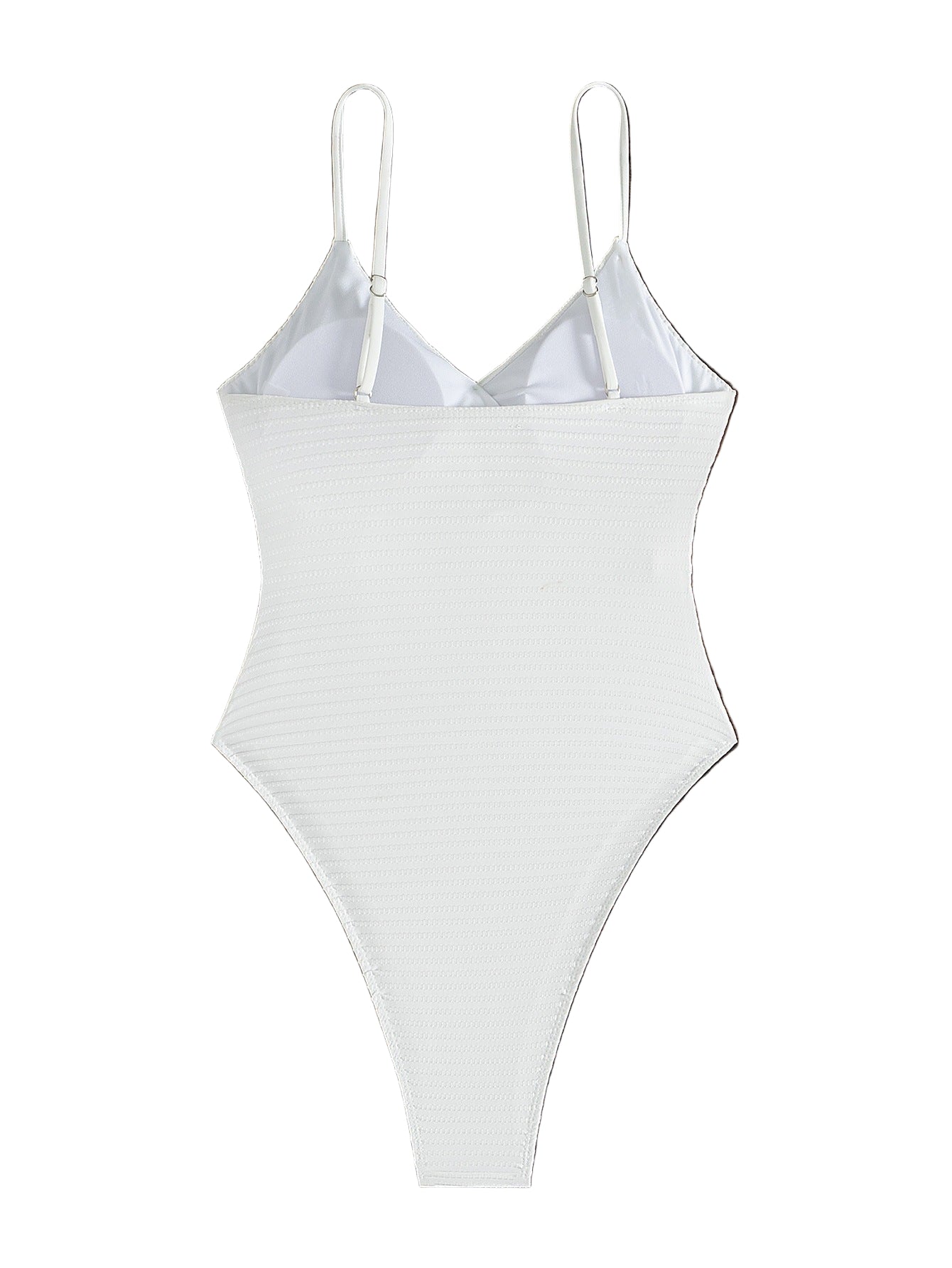 White swimsuit with thin straps on a white background